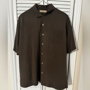 Tommy Bahama Men's Brown 100% SILK Brown Button Shirt